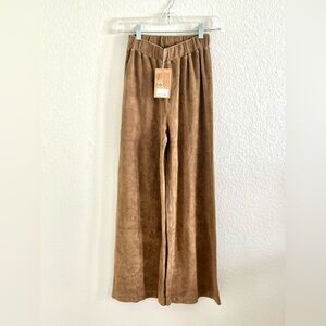 New Tan Terry Cloth Wide-Leg Pants